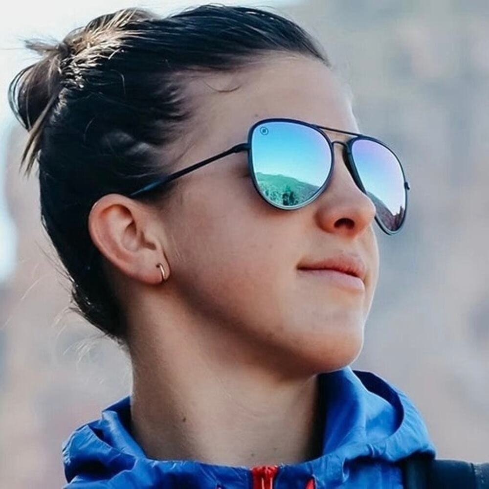 BLENDERS Black Metal Blue Mirror Ombre Lenses Aviators Sunglasses Sunnies Unisex